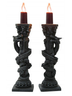 Draghi Gothic Set 2 Pz. Porta Candela H Cm. 20,5