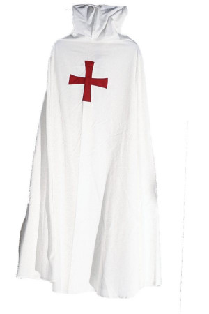 Mantello bianco + croci templari rosse c/capuccio