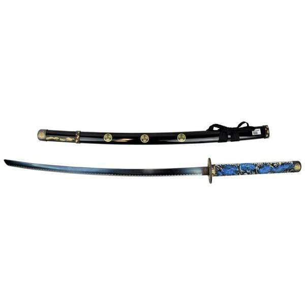 katana con lama blu